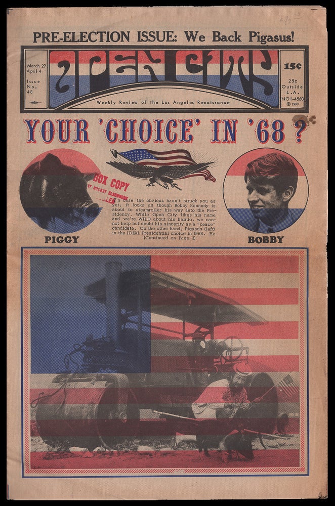 Item #00510514 Open City Issue #48 March 29 - April 4, 1968. Charles Bukowski, Bryan John.