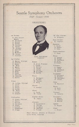 Seattle Symphony Orchestra Program Season 1929-1930