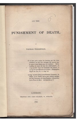 Item #00535434 On the Punishment of Death. Thomas Wrightson