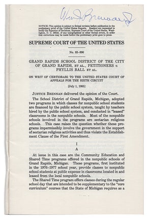 Item #00545556 U.S. Reports: Grand Rapids School District v. Ball, 473 U.S. 373. 1984. William J....
