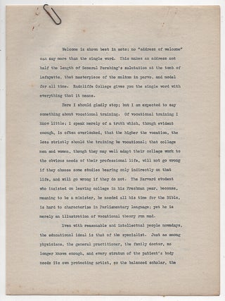 Papers and Material Related to Radliffe College, From The Papers Of LeBaron Russell Briggs