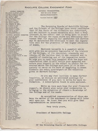Papers and Material Related to Radliffe College, From The Papers Of LeBaron Russell Briggs