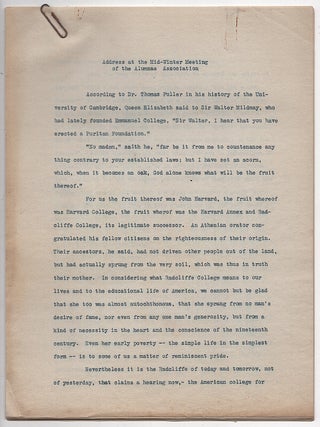 Papers and Material Related to Radliffe College, From The Papers Of LeBaron Russell Briggs