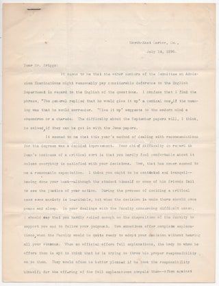 Item #005490721 Typed Letter Signed from Charles W. Eliot to LeBaron Russell Briggs on Leadership...