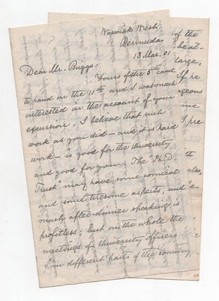 Item #005490727 Autograph Letter Signed from Charles W. Eliot to LeBaron Russell Briggs on...