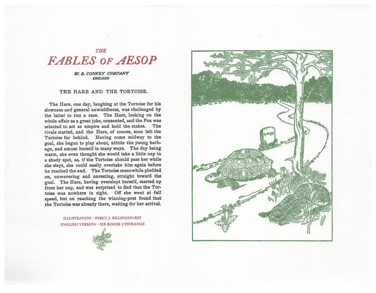 Item #005491156 The Fables of Aesop: The Hare and The Tortoise. Aesop English, Sir Roger L'Estrange.