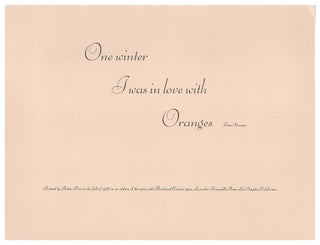 Item #005491494 One Winter I Was in Love with Oranges [Broadside]. Jean Krenzer
