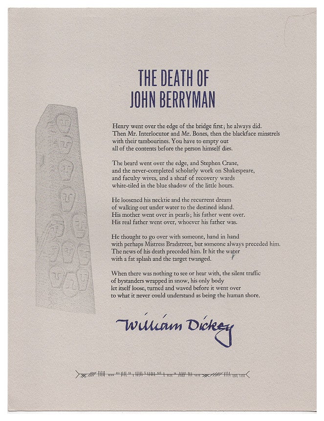 Item #005491528 The Death of John Berryman. William Dickey.