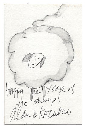 Item #005498700 Original Ink and Watercolor New Year's Card Year of the Sheep (or Goat) 2015....