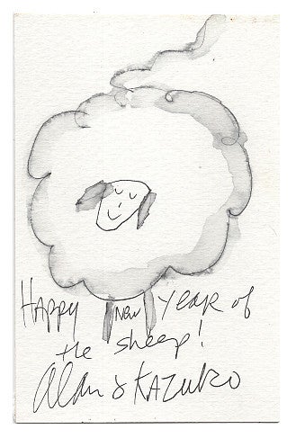 Item #005498700 Original Ink and Watercolor New Year's Card Year of the Sheep (or Goat) 2015. Alan Chong Lau.