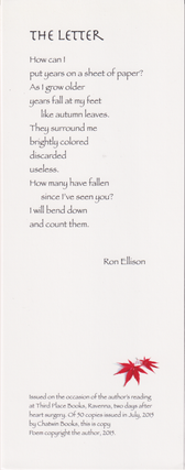 Item #005501891 The Letter [Broadside]. Ron Ellison