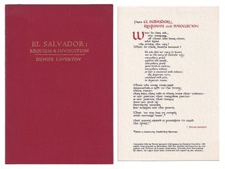 Item #005503132 El Salvador: Requiem & Invocation. Denise Levertov