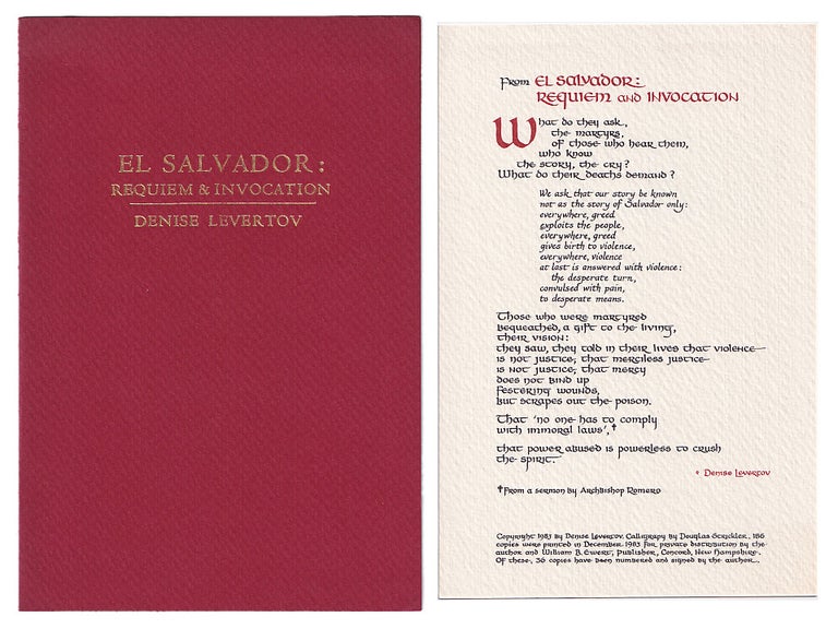 Item #005503132 El Salvador: Requiem & Invocation. Denise Levertov.