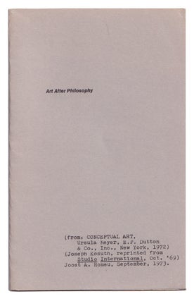 Item #005504847 Art After Philosophy. Joost A. Romeu, Joseph Kosuth, Ursula Meyer