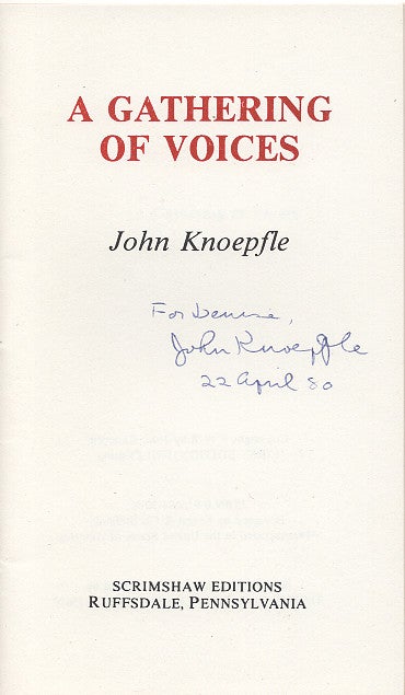 Item #005515882 A Gathering of Voices. John Knoepfle.