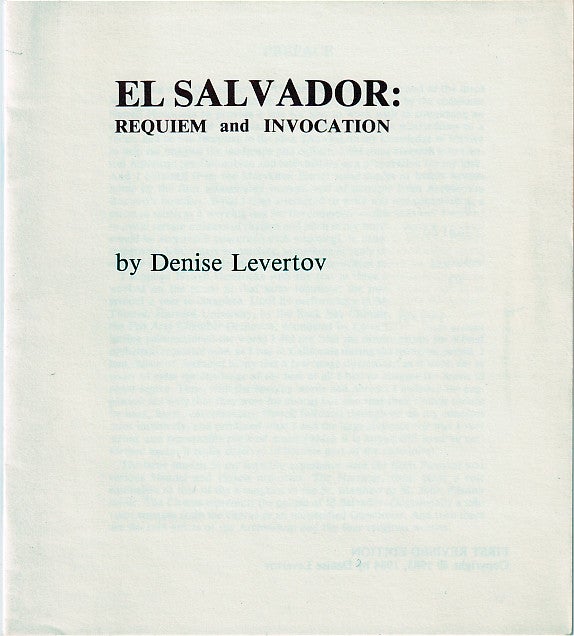 Item #005516669 El Salvador: Requiem and Invocation. Denise Levertov.