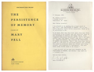 Item #005517615 THE PERSISTENCE OF MEMORY. Mary Fell