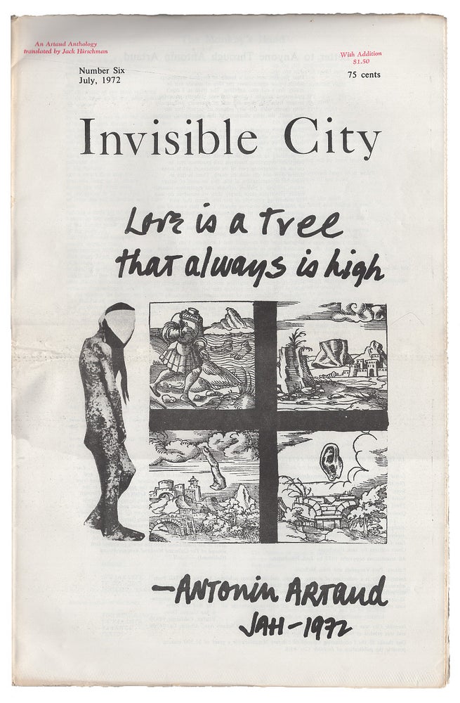 Item #005524429 Invisible City #6 July 1972. Antonin Artaud, Jack Hirschman, Paul Vangelisti, John McBride.