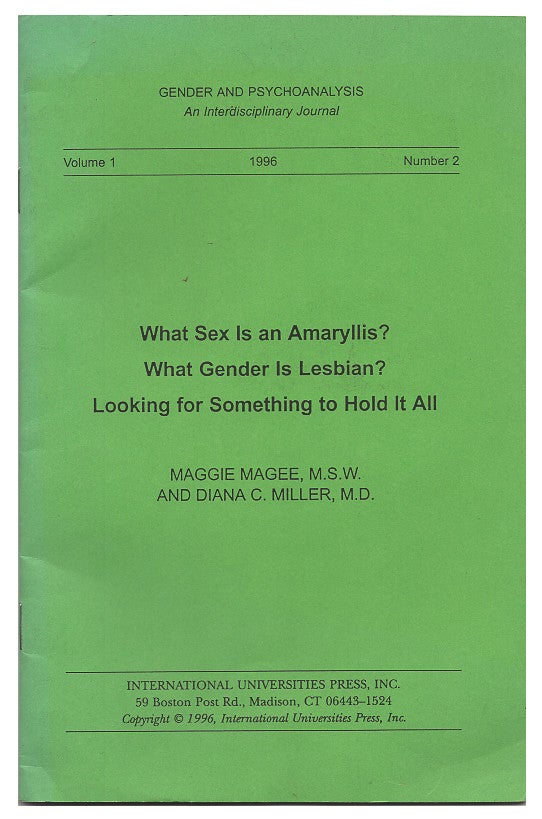 Item #0381918 Gender and Psychoanalysis: An Interdisciplinary Journal. Volume 1, Number 2. Maggie Magee, Diana C. Miller.