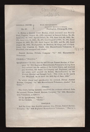 Item #0480290 General Orders No. 67 February 22, 1864. E. D. Townsend, United States Army War...