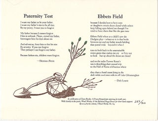 Item #606217 Paternity Test / Ebbets Field [Broadside]. Sherman Alexie, Dick Lourie