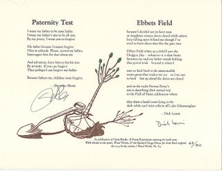 Item #606218 Paternity Test / Ebbets Field [Broadside]. Sherman Alexie, Dick Lourie