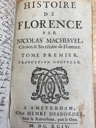 Histoire De Florence Traduction Nouvelle Tome Premier [Volume I]