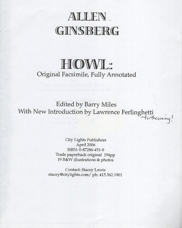 Howl Annotated Howl: Original Facsimile, Fully Annotated | Allen Ginsberg, Barry Miles ...