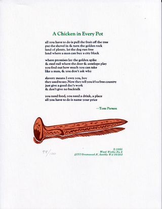 Item #620206 A Chicken in Every Pot [Broadside]. Tom Parson