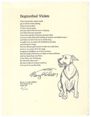 Item #620214 Dogtoothed Violets [Broadside]. Gary Gildner