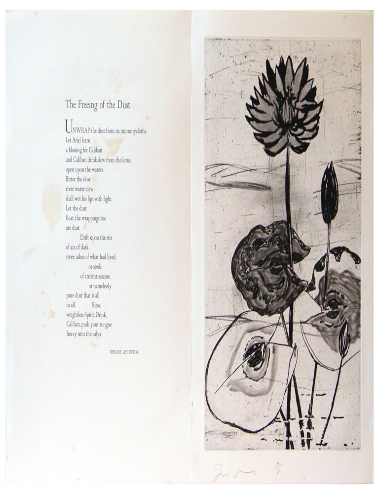 Item #623970 The Freeing of the Dust / Blue Egyptian Water Lily [Broadside / Print]. Denise Levertov, Jim Dine.