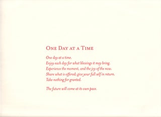 Item #629363 One Day at a Time [Broadside