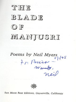 The blade of Manjusri : poems