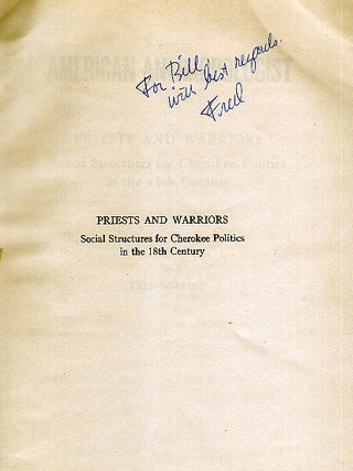 Priests And Warriors: Social Structures For Cherokee Politics In The 18th Century