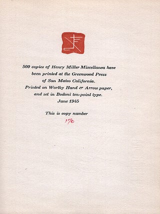 Henry Miller Miscellanea