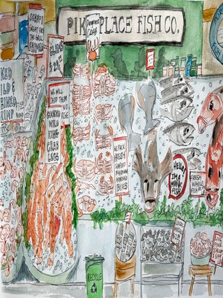 Large 'Fresh Seafood Daily! - Pike Place Market' Limited Edition Signed Print