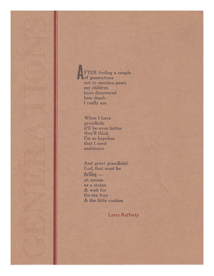 Larry Rafferty Generations Broadside | Larry Rafferty | First Edition