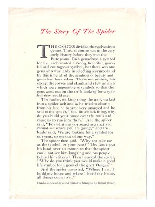Item #647704 The Story of the Spider. [Broadside