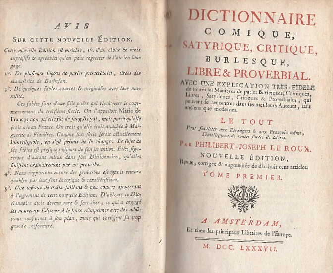 Dictionnaire Comique, Satyrique, Critique, Burlesque, Libre ...