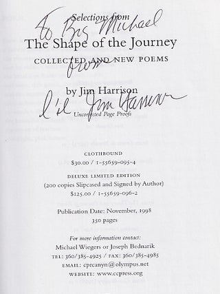 The Shape of The Journey. Collected and New Poems (Uncorrected Page Proofs)