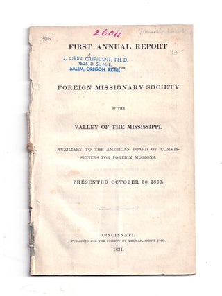 Item #656029 First Annual Report of the Foreign Missionary Society of the Valley of the...