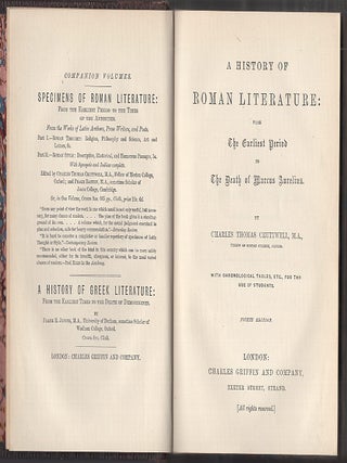 A History Of Roman Literature: From The Earliest Period To The Death Of Marcus Aurelius