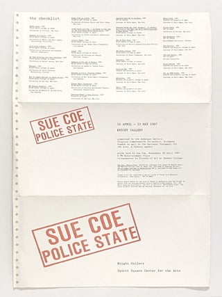 Item #657800 Sue Coe: Police State Promotional Flyer. Sue Coe