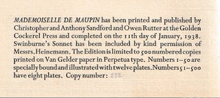 Mademoiselle De Maupin: A Romance