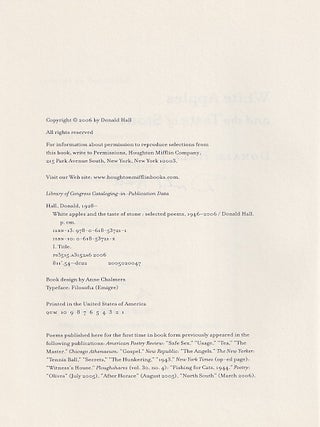 White Apples and the Taste of Stone: Selected Poems 1946-2006 [With CD]