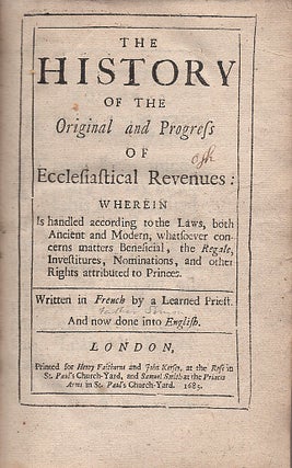 The History of the Original and Progress of Ecclesiastical Revenues