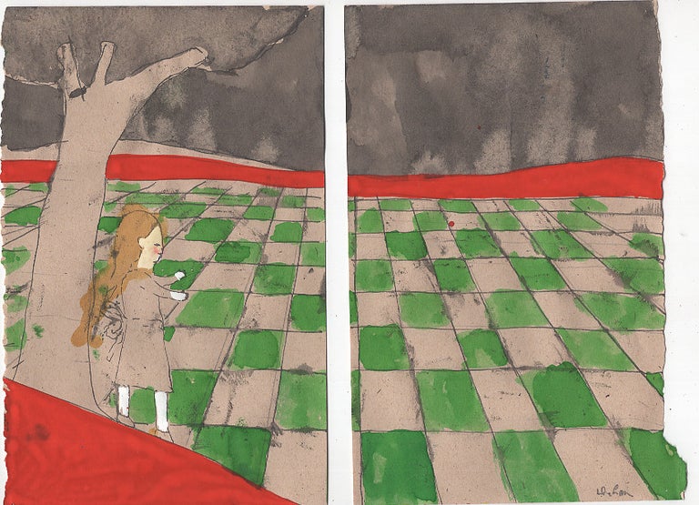 Item #L054097 Chess-board Diptych: I Declare it's Marked Out Just Like a Large Chess-board : Sketch for Through the Looking Glass and What Alice Found There. DeLoss McGraw, Lewis Carroll.