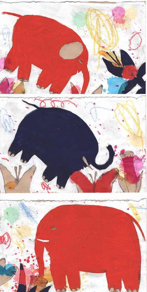 Item #L054099 Elephant Triptych : Something Like Cottages With the Roofs Taken Off : Sketch for Through the Looking Glass and What Alice Found There. DeLoss McGraw, Lewis Carroll.