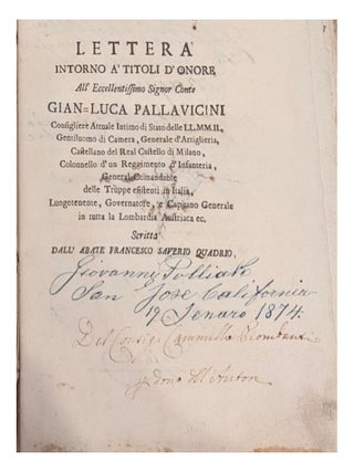 Lettera Intorno a' Titoli d'Onore