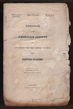 Item #L059811 Memorial of the American Society for Colonizing the Free People of Color of the...